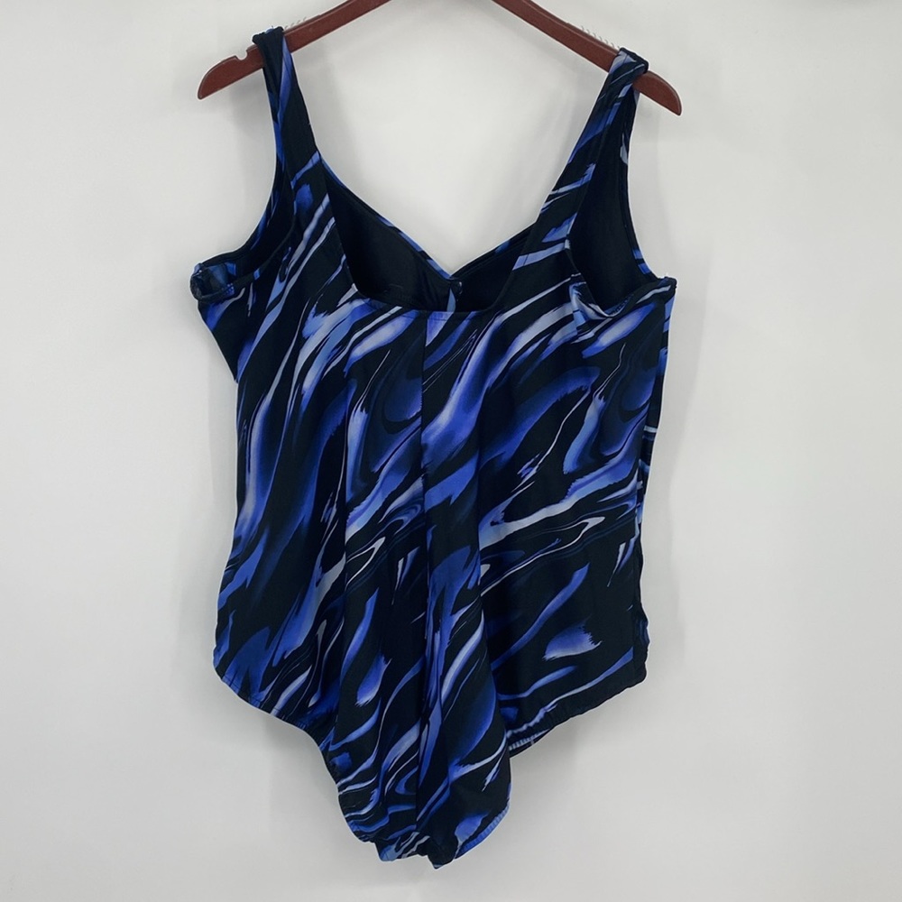 Miraclesuit One Piece Swimsuit Women Size 24W Blue Black Ruched Twist Front Wire - Picture 5 of 10